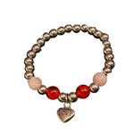 Paparazzi Handmade Love Charm Bracelet Silver Beads Pink Red Stones Valentine's Gift R41 Photo 0