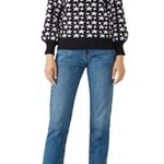 Parker Beven Metallic Knit Stars Crewneck Sweater Black & Silver Knit Pullover M Photo 1