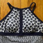 Land’s End Navy‎ and White Patterned Women's Swim Top Blue Size 8P Photo 1