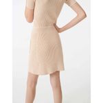 Maje  Jarina Ribbed Knit Mini Skirt Beige Pockets Parisian Women’s Size 40 Large Photo 6