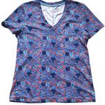 Tory Burch Pima Cotton Paisley Floral T-shirt M Blue Orange Preppy Hampton Chic Photo 0