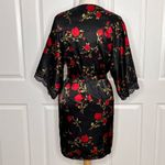Fashion Bug  Floral Satin Robe Black Red M Medium Photo 1