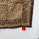 Oscar de la Renta  Vintage Brown Leopard Animal Print Silk Square Scarf Designer Photo 3