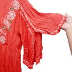 LUNIK  Women's Large V Neck Emboridered Flutter Slit Sleeve Dress Photo 4