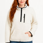 No Boundaries Women's  Cream & Black Sherpa Half-Zip Sweatshirt Juniors L Photo 0