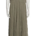 Vince Scoop Neck Pleated Midi Tank Dress in Moss Green Size Large Lagenlook Photo 0