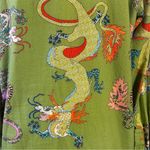 Vintage Y2K Tizzie Chinese Green Dragon Print Button Down Shirt Size Large Photo 4