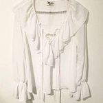 Show Me Your Mumu  Size Small White Ruffle Lace Up Chiffon Blouse Photo 0