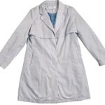 American Glamour Badgley Mischka Jacket Coat Rain Trench Jacket Coat Large Silver Photo 11