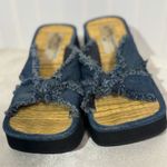 Kathy Ireland  Y2K Platform Sandals 6 Frayed Denim Flip Flops Chunky 2000s Retro Photo 3