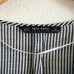 ZARA  Black Striped Ruffle Collar Shirt Small Photo 2