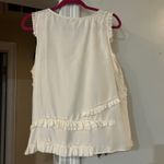 Ann Taylor Ruffle Sleeveless Top Cream Blouse Casual‎ Tank Top Layered Ruffle Trim Photo 6