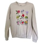 Disney  Princess Floral Chart Graphic Print Tan Soft Crew Neck Knit Sweater Small Photo 0