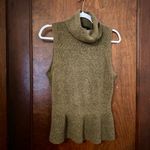 White House | Black Market WHBM Sleeveless Soft Turtleneck Tank Sweater Peplum Toasted Coconut Size M Photo 1