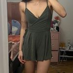 Abercrombie & Fitch NWOT abercrombie hunter green faux wrap romper Photo 2