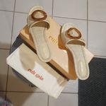 Cult Gaia ππ Nelly Sandal Tan Natural Raffia Open Toe Mule Low Heel 60s 39 NWT Photo 11