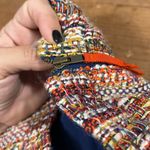 Maeve  by Anthropologie size 10 tweed pencil skirt lined fringed hem zips up back Photo 11