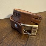 Hand‎ Tooled Leather Belt w Gold Tone Buckle 31” Length Western Navajo Etched Photo 1