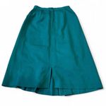 Carla Roveda Teal 100% Wool Pleated Midi Skirt Italian Designer Size L Green Photo 1