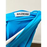 Balenciaga Long Sleeve Ruched Stretch-Jersey Mini Sheath Dress Cyan Women 36 / 0 Photo 6