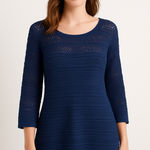 Loft  Blue Open Knit Sweater Tunic Sheer Boho Coastal Beach Soft Girl S Preppy Photo 0