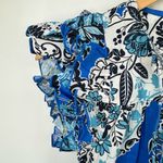 Love the Label Poppy Blue Print Top size XS Flutter Short Sleeve Tassel Ties NWT Photo 4