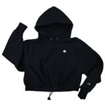 Champion Sweater Womens Large Black Reverse Weave Pullover Cropped Hoodie Photo 0