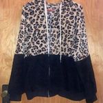 Black & Leopard Print Color Block Zip Photo 0