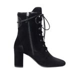 Longchamp  BLACK BLOCK HEEL LEATHER LACE-UP BOOT size FR 40/ US 9 Photo 12