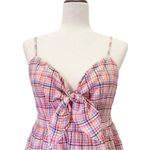Loft NWT Gingham Tie Front Cami in Solar Tangerine Pink Plaid Size XS Y2K NEW Photo 3