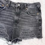 Topshop Women’s Washed Black Denim Jean Ripped Mom Shorts 8 Photo 1