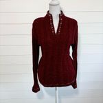 Woolrich  Wool Blend Ruby Heather 1/4 Zip Mock Neck Sweater Speckled Ribbed Size M Photo 6