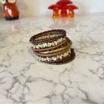 Earth Toned Beaded Multi Layer Coiled Bracelet Brown Photo 2