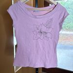 Be cool  Y2K Boatneck Cap Sleeve Pink Embroidered Floral Top Size Small Photo 0