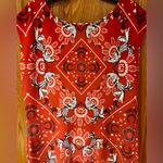 Talbots  Red & Blue Intricate Bandana Bird Print Cotton Shift Dress Size Small‎ Photo 6