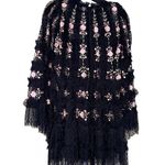 Mac Duggal  NWT Embroidered Long Flare Sleeve Mesh Dress in Black Multi Size 6 Photo 3