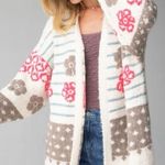 Natural Life Cream Calla Wool Blend Jacquard Cardigan Sweater - Size - L/XL Photo 0
