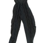 Vtg Diamonds Run Jumpsuit Black Polka Dot Strapless Sweetheart Harem Retro XS Photo 5