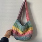 Handmade Pastel rainbow crochet tote bag  Photo 2