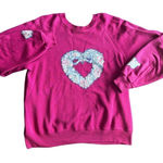 Lee Vintage Pink Puffy Paint Fabric Heart With Bow Sweatshirt Photo 0