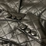 Bebe Vintage  leather jacket, cropped, diamond quilt, exagerated collar, black,XS Photo 4