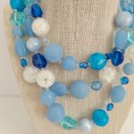 Western Germany Triple Strand Graduated Blue Faceted Bead Necklace Photo 2