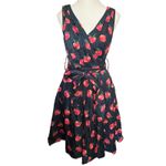 Miss Lulo Peach Sleeveless Fit and Flare Dress V Neck Tie Waist Retro Pin Up Photo 1