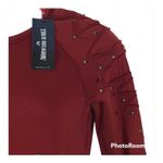 True Religion  NWT Ox Blood Distressed Studded Boyfriend Sweatshirt XS Photo 9