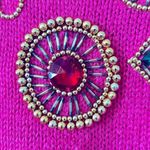Vintage bright pink cotton/ramie sweater with beads and rhinestones Photo 4