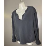 We The Free  Free People Shirt Womens Medium Black Henley Thermal Top Cotton Photo 2