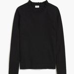 J.Crew Black Ruffleneck Long Sleeve Crewneck Pullover Sweater Size L Photo 0