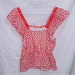 Sugar Lips Red White Eyelet Lace Ruffle Sleeve Top size small Photo 4