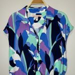 Anthropologie  Hutch Tie Front Top Small Floral Print Button Up Cap Sleeve Blouse Photo 3
