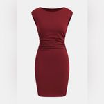 Cupshe x JoJo Red Wine Boatneck Sleeveless Mini Dress Photo 4